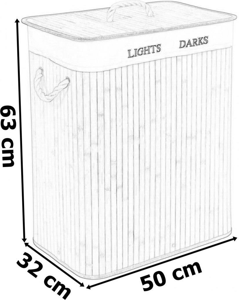 Kosz Bambusowy Na Pranie 100L 2 Komory Czarno Szary 411529