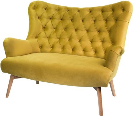 Promocja Sofa 2 Osobowa Kanapa Fotel Uszak Chesterfield Cytrynowa Żółcień 9333