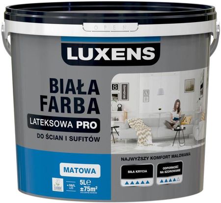 Luxens Farba Wewnętrzna Lateksowa Pro 5 L Biała