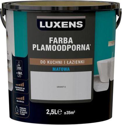 Luxens Farba Wewnętrzna Plamoodporna Do Kuchni I Łazienki 2,5 L Granit 6