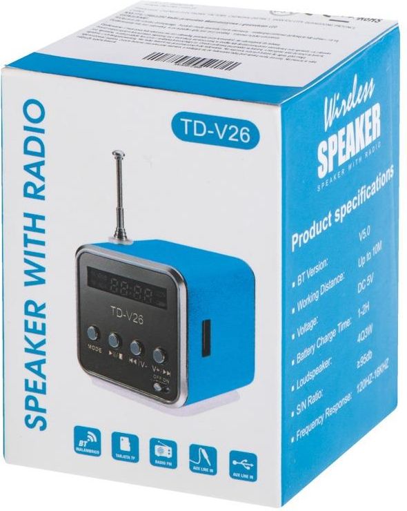 Radio akumulatorowe przenośne głośnik Bluetooth LCD TD-V26 - zdjęcie 4 Radio akumulatorowe przenośne głośnik Bluetooth LCD TD-V26