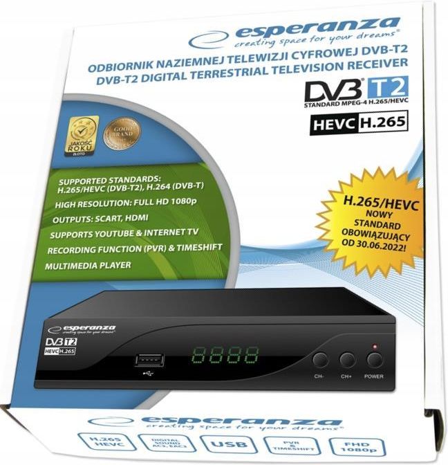 Esperanza TDT HD DVB-T2 H.265 HEVC Alta Definición USB EZ-EV111