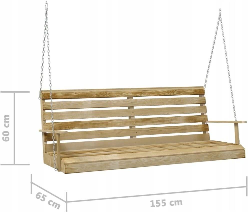 VidaXL Huśtawka Ogrodowa Impregnowane Drewno Sosnowe 155x65x60cm