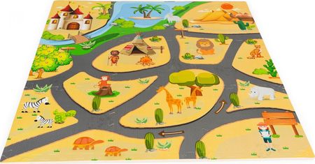 Ecotoys Mata Piankowa Dla Dzieci Puzzle Safari 9El 93X93Cm