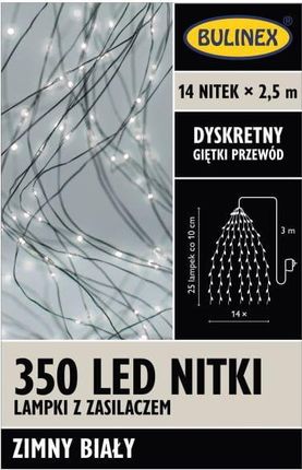 Bulinex Lampki Wewnętrzne 350Led Nitki 14X2 5M Zimna Biała 285616