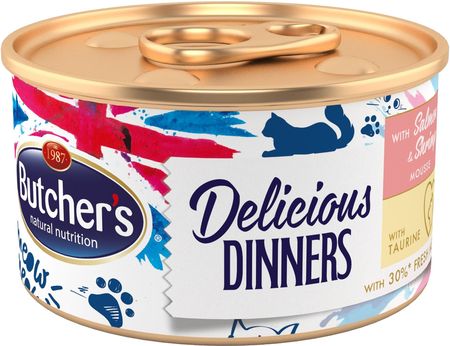Butcher's Delicious Dinners Cat z łososiem i krewetkami mus 20x85g