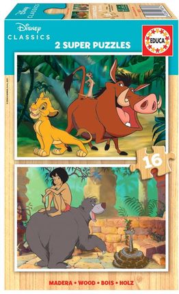 Educa Puzzle 2W1 Król Lew/Księga Dżungli (Drewniane) G3
