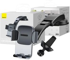 Baseus Easy Control Set Uchwyt samochodowy do telefonu na kokpit kratkę (czarny)