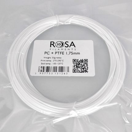 ROSA3D PC+PTFE 1,75MM WHITE 50G