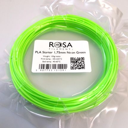 ROSA3D -PLA STARTER 1,75MM NEON GREEN 100G