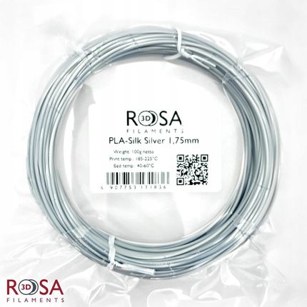 ROSA 3D FILAMENT PLA SILK 1,75MM 100G SREBRNY