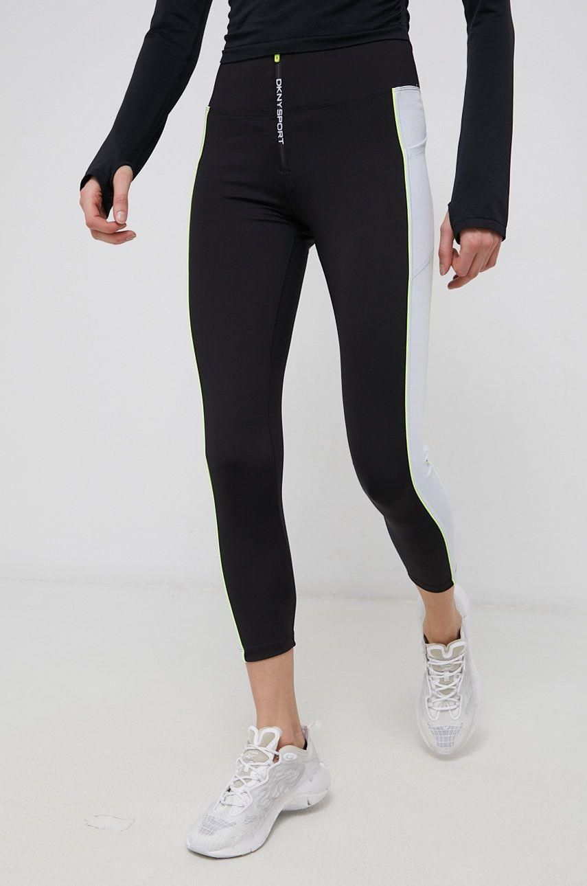 Dkny Legginsy damskie kolor czarny wzorzyste - Ceny i opinie 