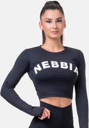 Nebbia Koszulka Damska Crop Top Sporty Hero Long Sleeves Black