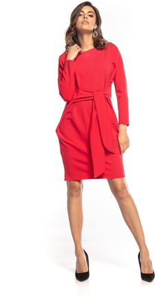 Bawełniana sukienka mini z wiązaniem (Czerwony, XS/S)