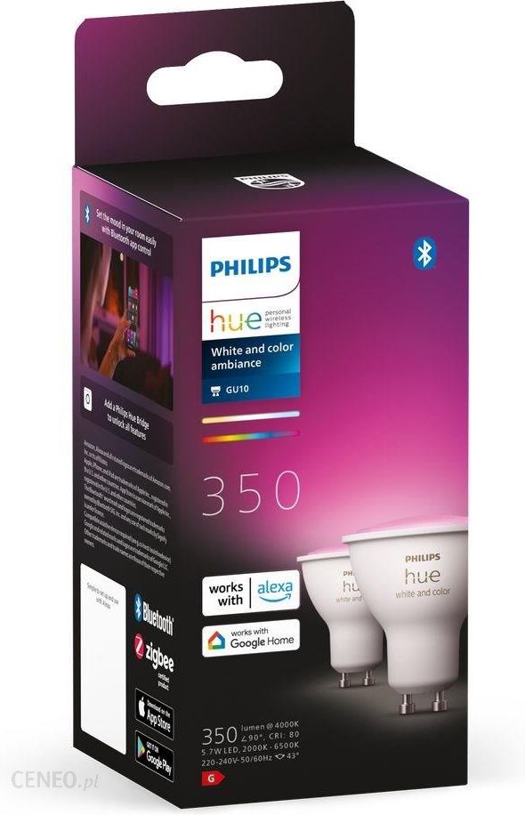 PHILIPS Hue White and Color LED GU10, 5.7 Watt, double pack - 8719514340084