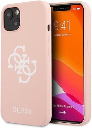 Guess Etui Apple iPhone 13 Mini Różowy/Pink Hard Case Silicone 4G Logo (GUE1542PNK)