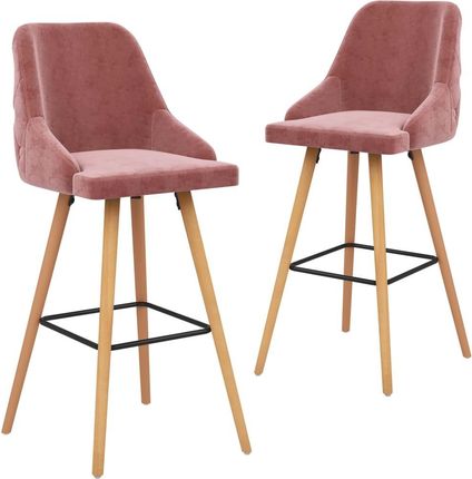 Lumarko Krzesła Barowe 2Szt. Różowe Obite Aksamitem 86565