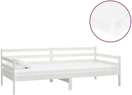 Łóżko Dzienne Z Materacem 90X200Cm Białe Drewno Sosnowe 13452-3083580