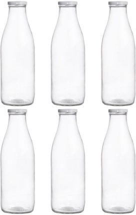Butelka szklana na mleko do mleka świeżego soku lemoniady soku 1 l zestaw butelek 6 sztuk