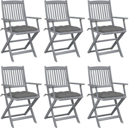 Lumarko Składane Krzesła Ogrodowe 6szt. Z Poduszkami Akacjowe