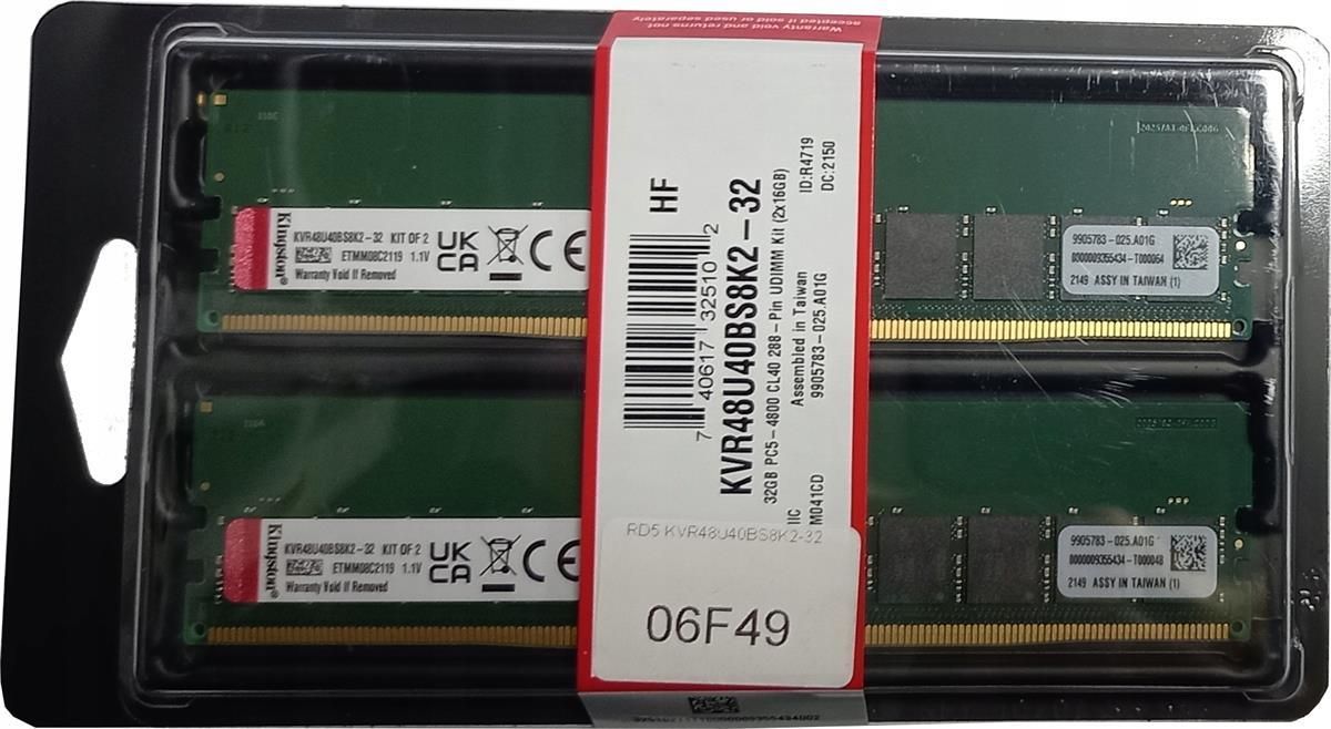 Pamięć RAM Kingston DDR5 32GB 4800MHz CL40 (KVR48U40BS8K2-32