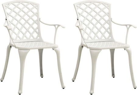 Krzesła Ogrodowe 2szt. Odlewane Aluminium Białe