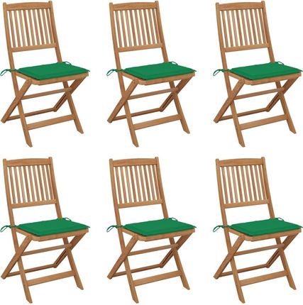Składane Krzesła Ogrodowe 6szt. Z Poduszkami Drewno Akacjowe