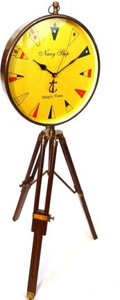 Duży zegar marynistyczny stojący na drewnianym trójnogu WWS 88cm
