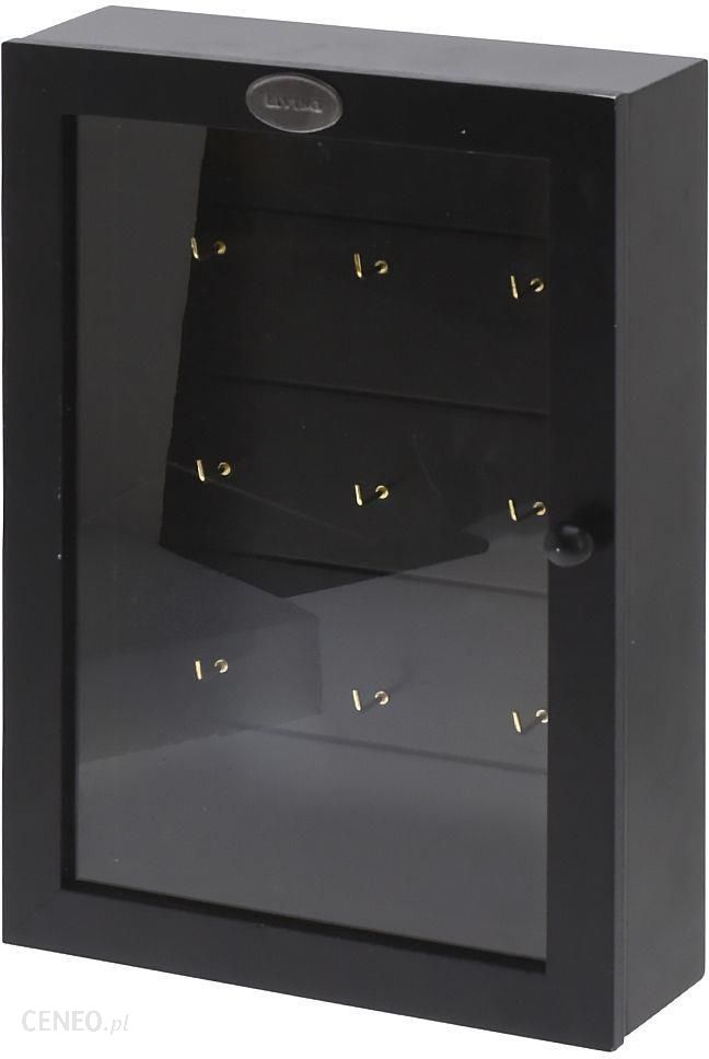 Szafka na klucze drewniana półka skrzynka zamykana czarna na 9 kluczy 19x6x27 cm