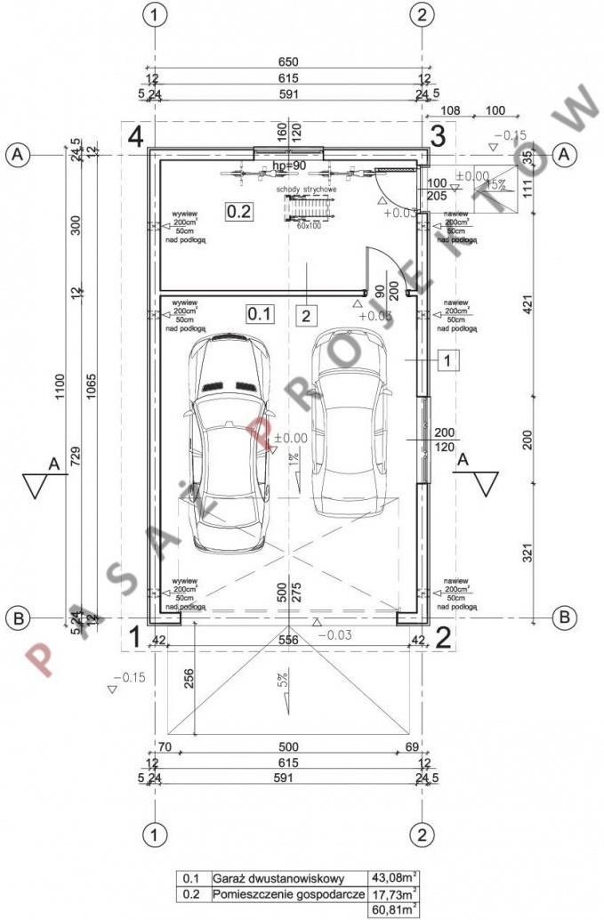 Projekt garażu dwustanowiskowego G223