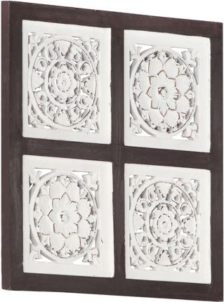 vidaXL Lumarko Ręcznie Rzeźbiony Panel Ścienny, Mdf, 40X40X1,5 Cm, Brąz I Biel