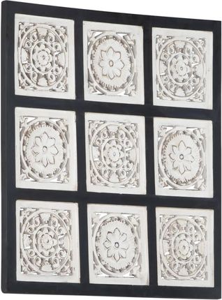 vidaXL Lumarko Ręcznie Rzeźbiony Panel Ścienny, Mdf, 60X60X1,5Cm, Czarno-Biały
