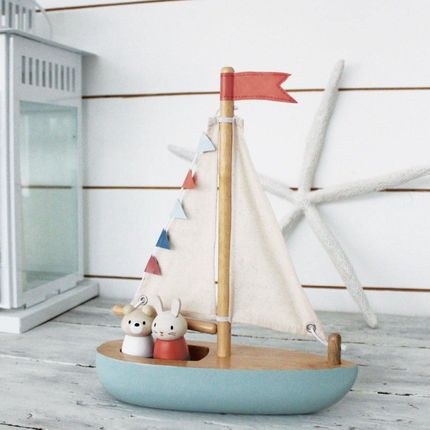 Tender Leaf Toys Drewniana Żaglówka Sailaway Boat