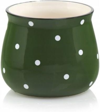 Doniczka ceramiczna w kropki 10 cm zielona