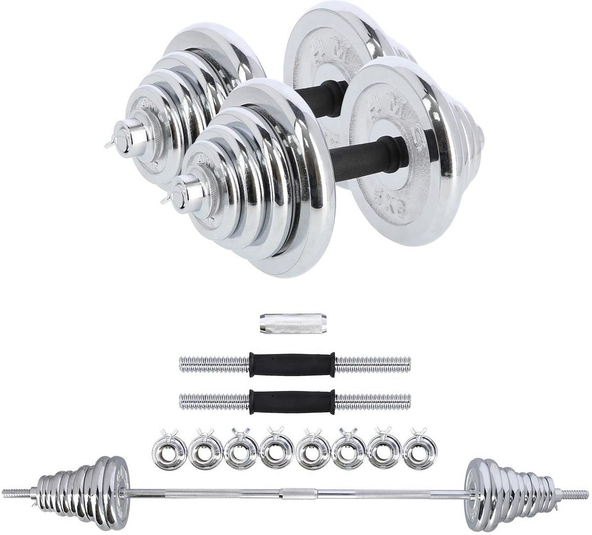 HMS STC55 Sztangielki-Sztanga Prosta I Łamana W Walizce Chrom 55Kg - zdjęcie 4 HMS STC55 Sztangielki-Sztanga Prosta I Łamana W Walizce Chrom 55Kg