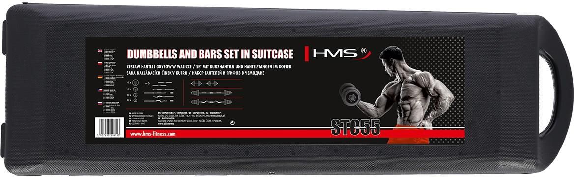 HMS STC55 Sztangielki-Sztanga Prosta I Łamana W Walizce Chrom 55Kg - zdjęcie 7 HMS STC55 Sztangielki-Sztanga Prosta I Łamana W Walizce Chrom 55Kg
