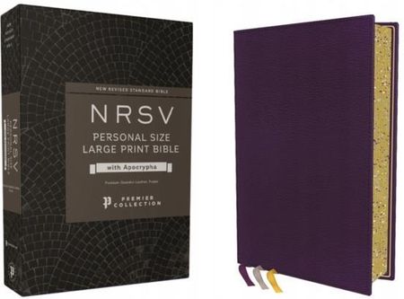NRSV, Personal Size Large Print Bible with Apocrypha, Premium Goatskin Leather, Purple, Premier Collection, Printed Page Edges, Comfort Print