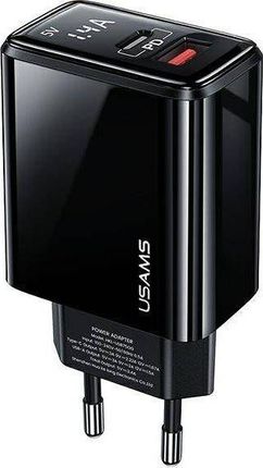 Usams Ładowarka sieciowa T40 (US-CC133) 1xUSB-C+1xUSB czarny (CC133TC01)