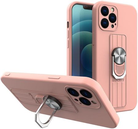 Hurtel Ring Case Silikonowe Etui Z Uchwytem Na Palec I Podstawką Do iphone SE 2020 / iphone 8 / iphone 7 Różowy 