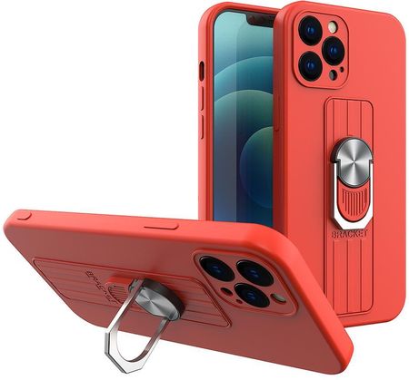 Hurtel Ring Case Silikonowe Etui Z Uchwytem Na Palec I Podstawką Do Xiaomi Redmi Note 10 / 10S Czerwony 