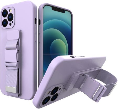 Hurtel Rope Case Żelowe Etui Ze Smyczą Łańcuszkiem Torebka Smycz iphone SE 2020 / iphone 8 / iphone 7 Fioletowy 