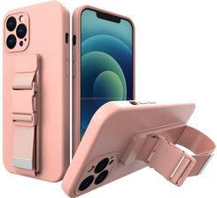 Hurtel Rope Case Żelowe Etui Ze Smyczą Łańcuszkiem Torebka Smycz iphone 8 Plus / iphone 7 Plus Różowy