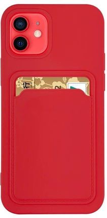 Hurtel Card Case Silikonowe Etui Portfel Z Kieszonką Na Kartę Dokumenty Do iphone 11 Pro Czerwony 