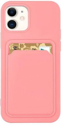 Hurtel Card Case Silikonowe Etui Portfel Z Kieszonką Na Kartę Dokumenty Do iphone 12 Pro Różowy 