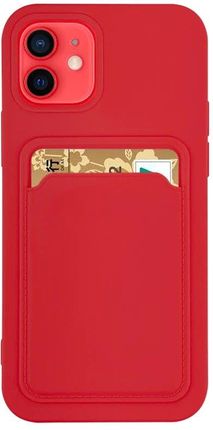 Hurtel Card Case Silikonowe Etui Portfel Z Kieszonką Na Kartę Dokumenty Do iphone 12 Pro Max Czerwony 