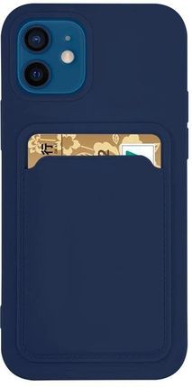Hurtel Card Case Silikonowe Etui Portfel Z Kieszonką Na Kartę Dokumenty Do Samsung Galaxy S21 Ultra 5G Granatowy 