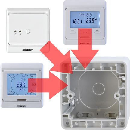 Puszka natynkowego montażu termostatów pokojowych marki ESCO 