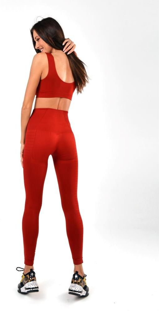 Damskie leginsy Boco Wear Red Plain Push Up, Czerwony, M/L - Ceny i opinie  