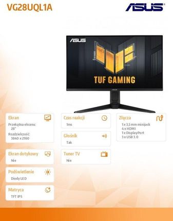 Monitor Asus 28 (VG28UQL1A) - Opinie i ceny na Ceneo.pl