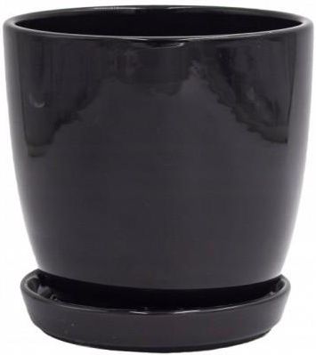 Doniczka ceramiczna z podstawką czarna 15 cm